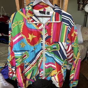 Vintage Mureli Womens Sz SMALL MULTICOLOR Silk  BLING Jacket Pockets